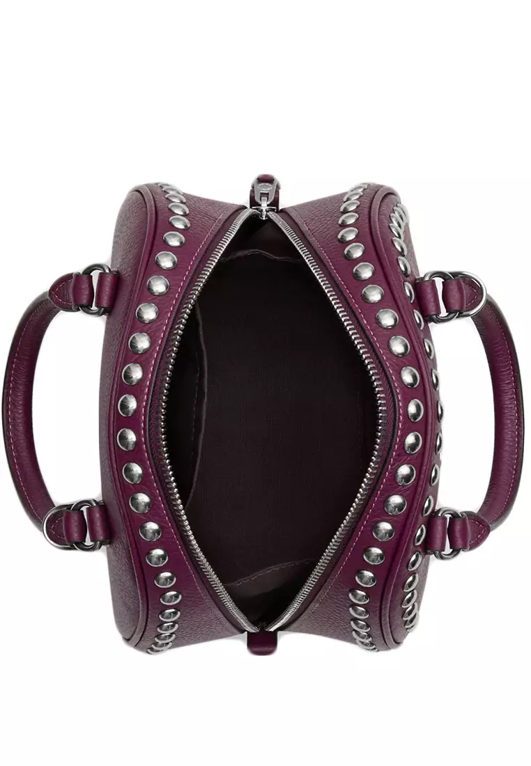 Sydney Satchel With Rivets - Deep Berry