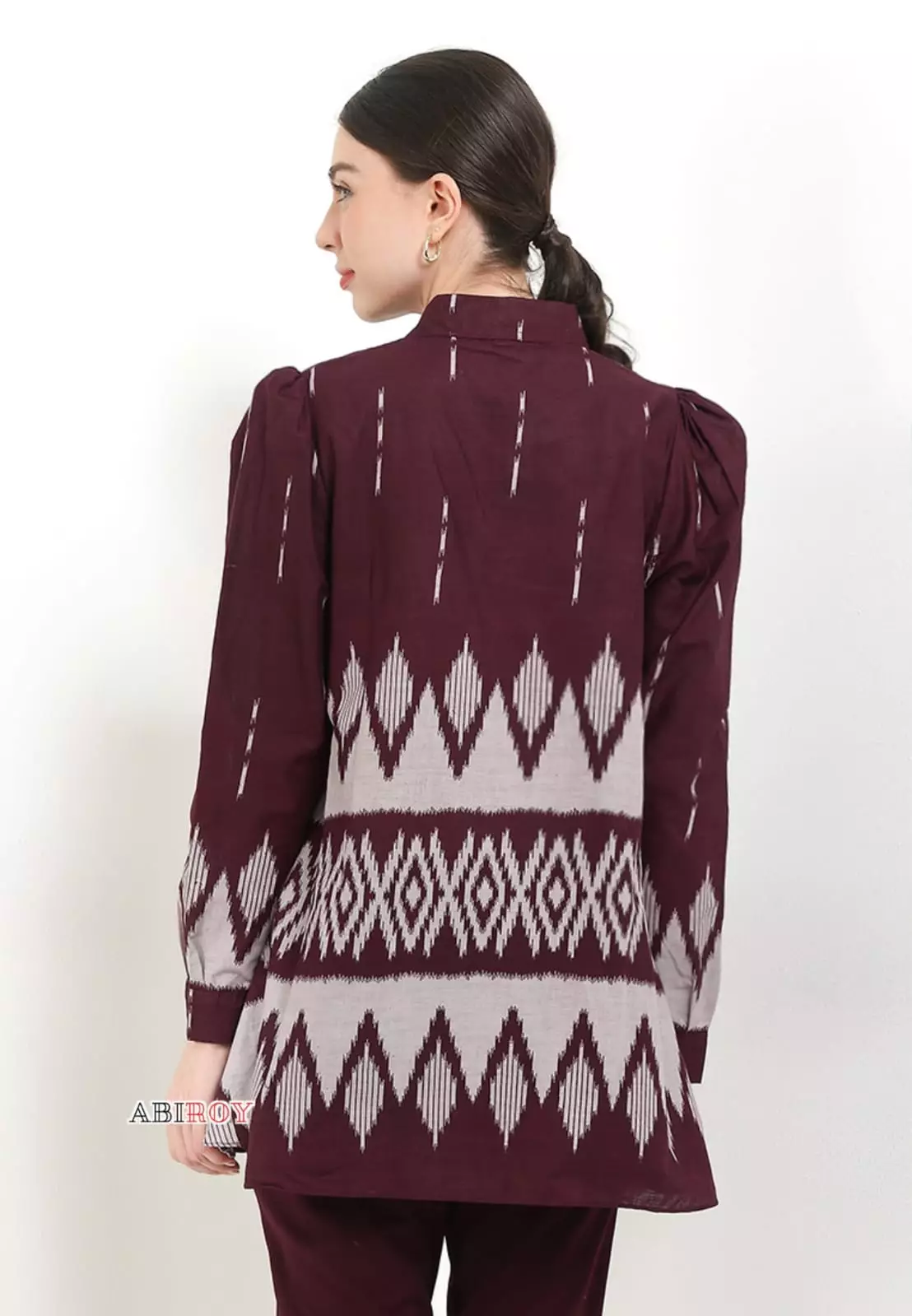 Blouse Batik Adikara Burgundy Premium Slimfit Elegant NLN