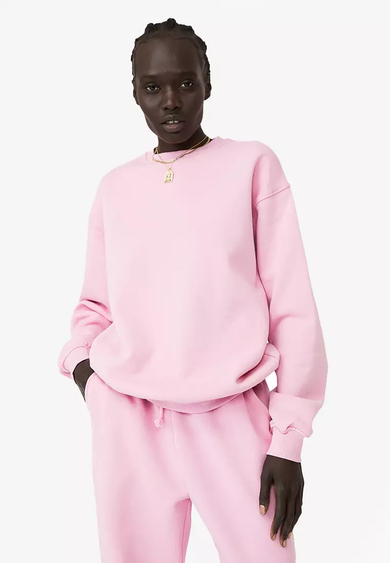 Pink cotton sale sweatshirt