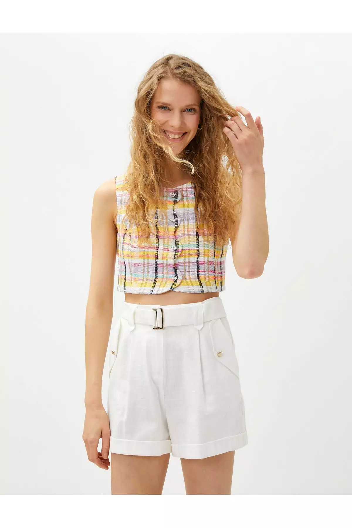 Discount on KOTON  shoes - SKU: Crop Tweed Vest With Heart Button