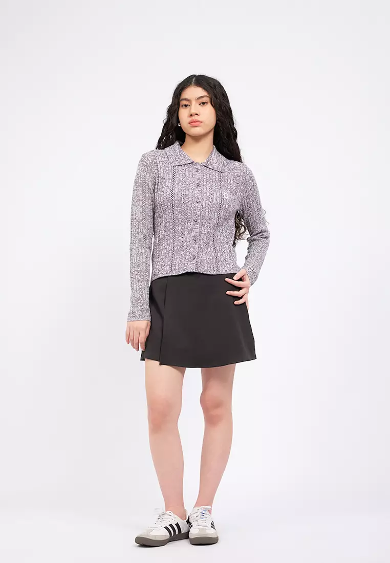 Button Up Embroidery Knit Top