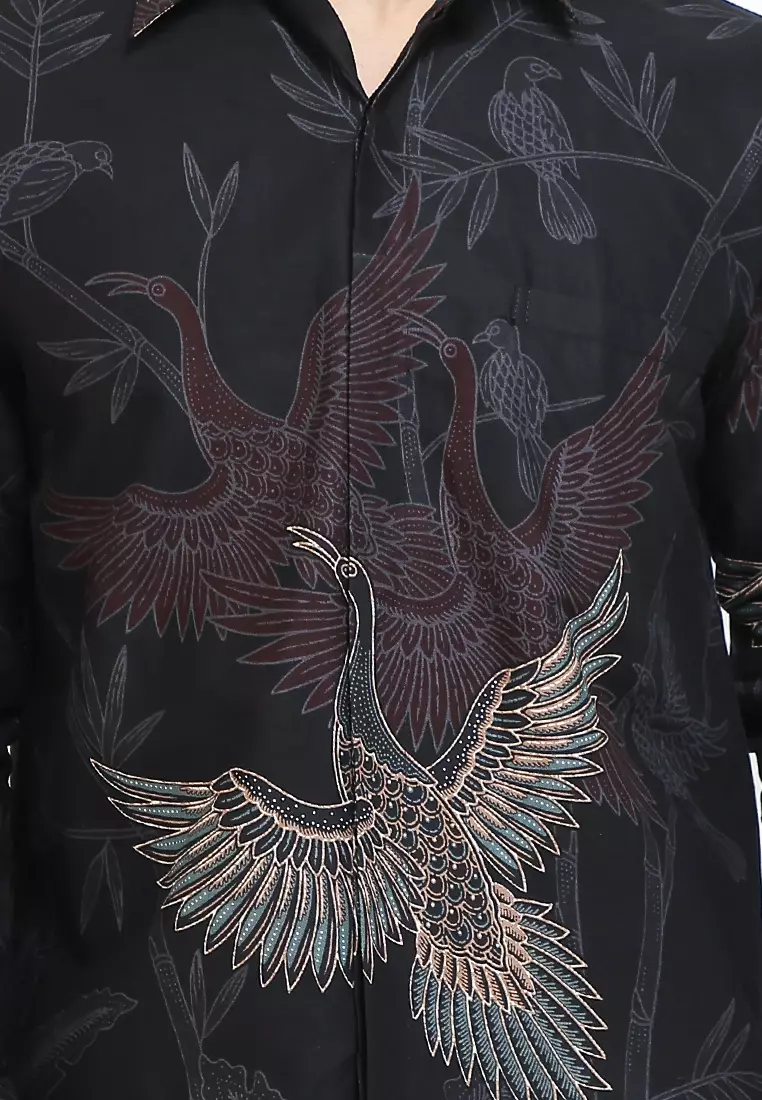 Kemeja Lengan Panjang Pria Reguler Fit Full Furing Rianty Narendra Black