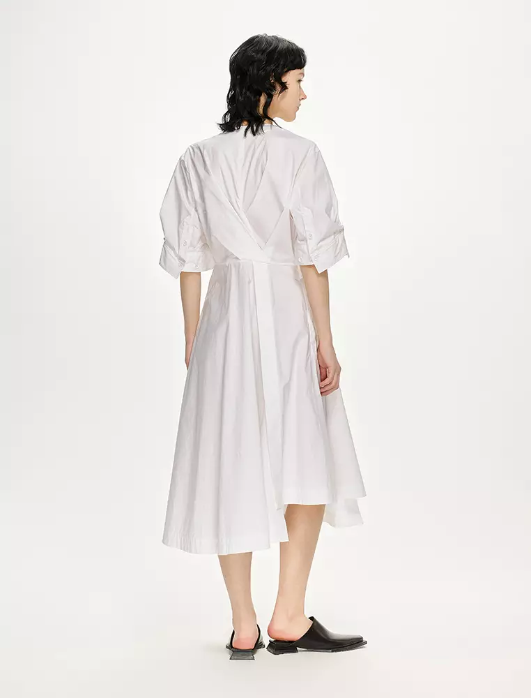 Plain Weave X-Line Loose Everyday Casual Short Sleeve Dress