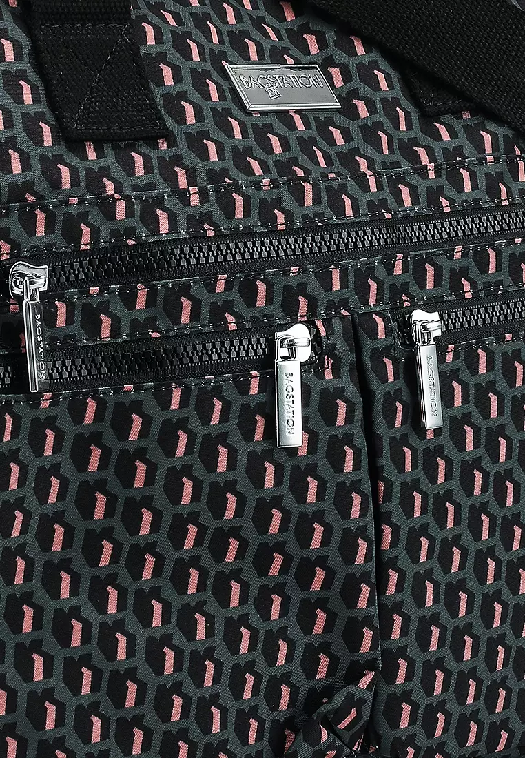 Printed Nylon Convertible Tote Bag