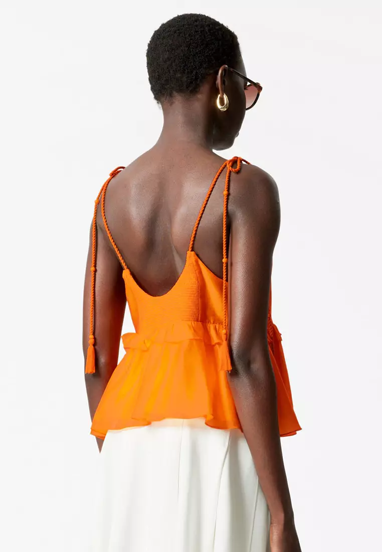 Peplum-Frill Strap Top