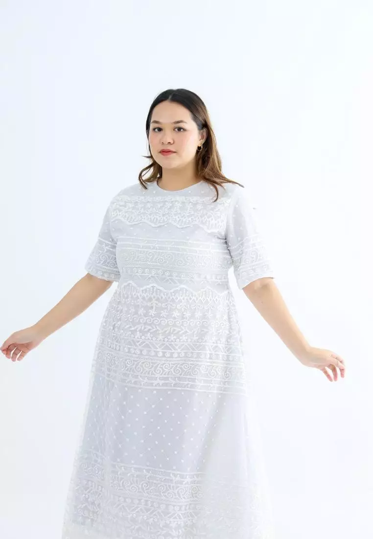 Plus Size Party Dress Scarlette Broken White