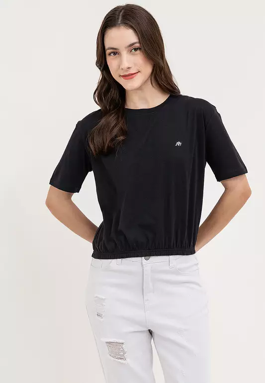 Ladies Aero Black A87 Loose Gartered Tee
