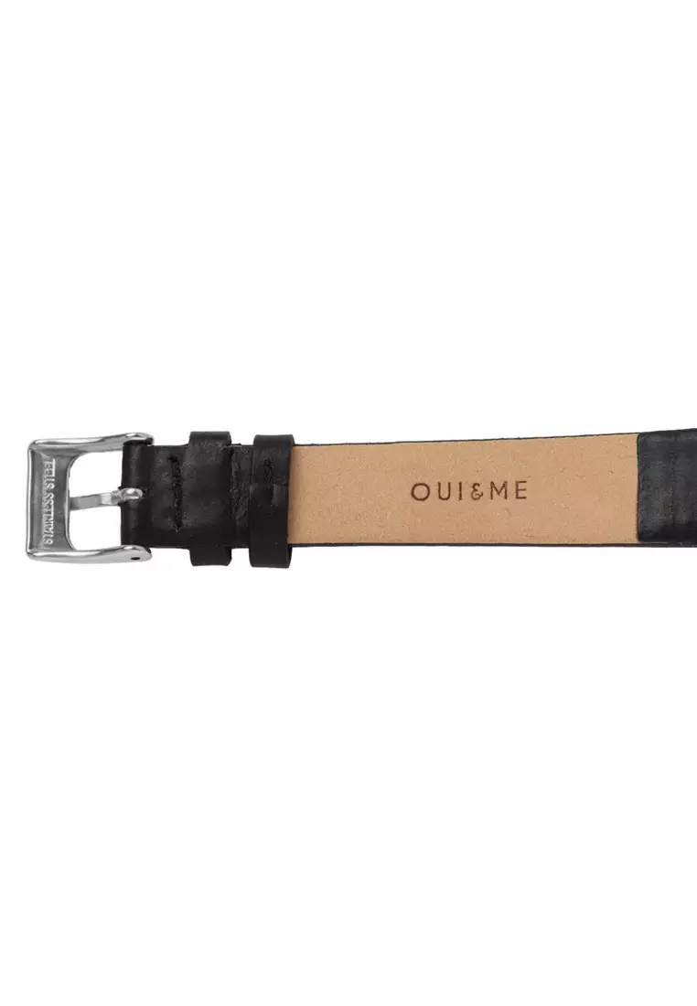 [Sustainable Watch] Oui & Me Grande Fleurette 38mm Floral Dial  Black Leather Women's Quartz Watch ME010033