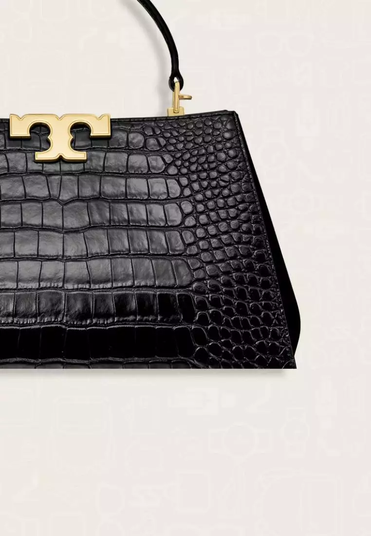 Tory Burch Eleanor Croc Embossed Satchel Black