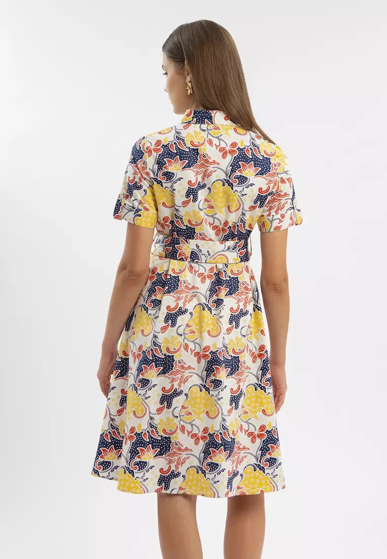 Minimal Saraswati Dress Navy Mustard