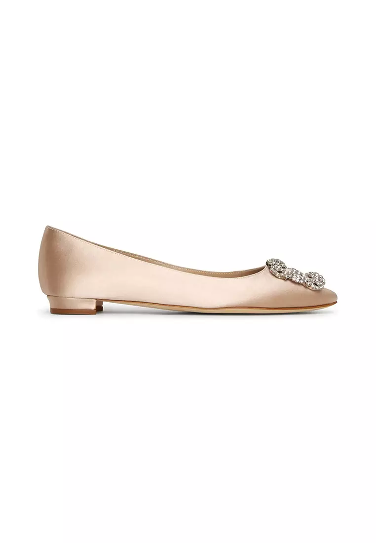 Jual Manolo Blahnik Manolo Blahnik Hangisi Flat Satin CLC Crystal ...