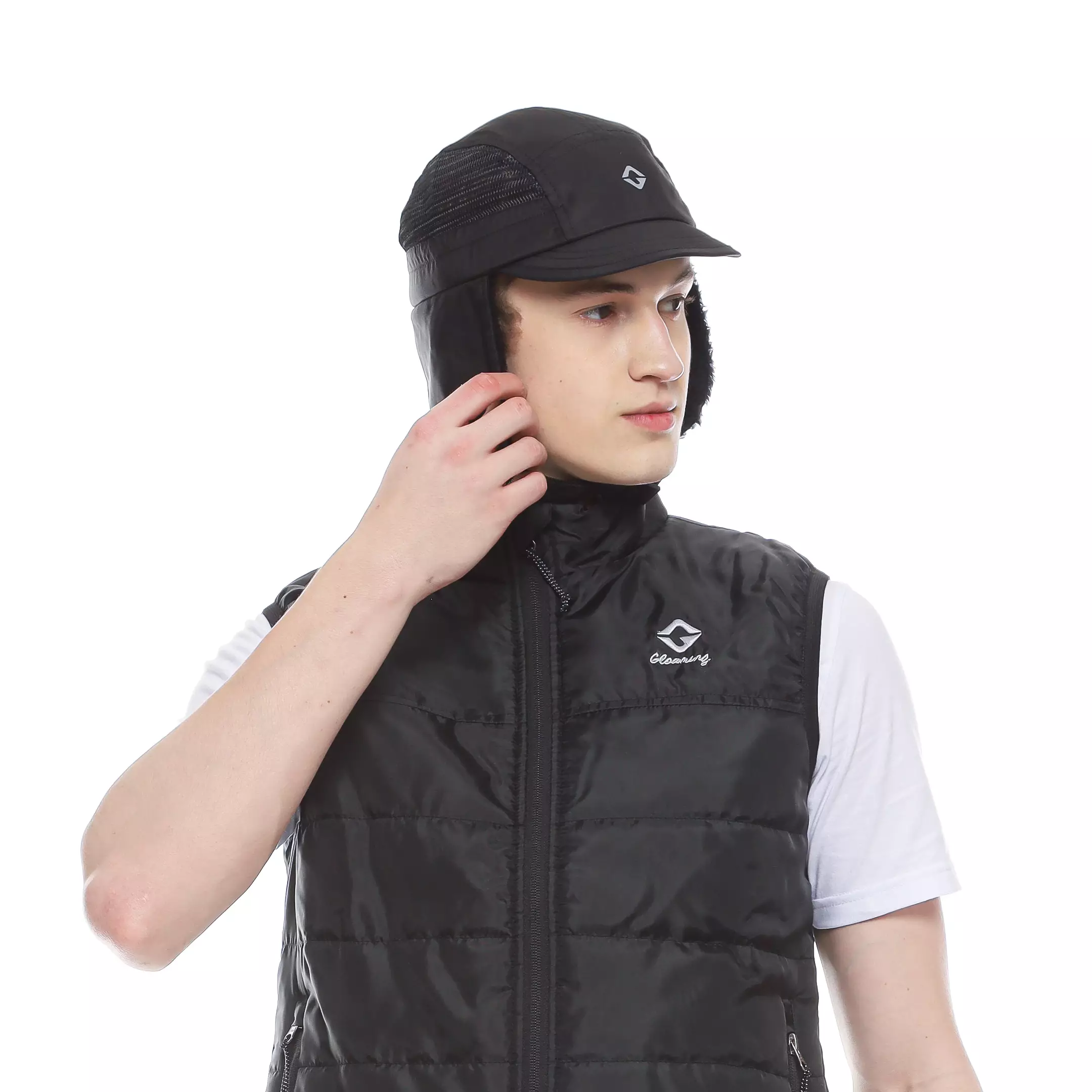 Panel Nylon 5 Panel Earflap Black