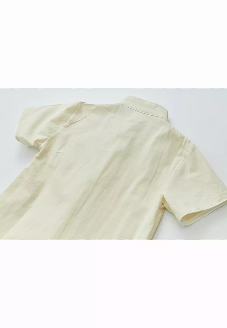 Blossom Harmony Collection Baby Kids Boys Beige Cheongsam Set Little Flower Prints Top n Shorts CNY Chinese New Year Outfit 0819