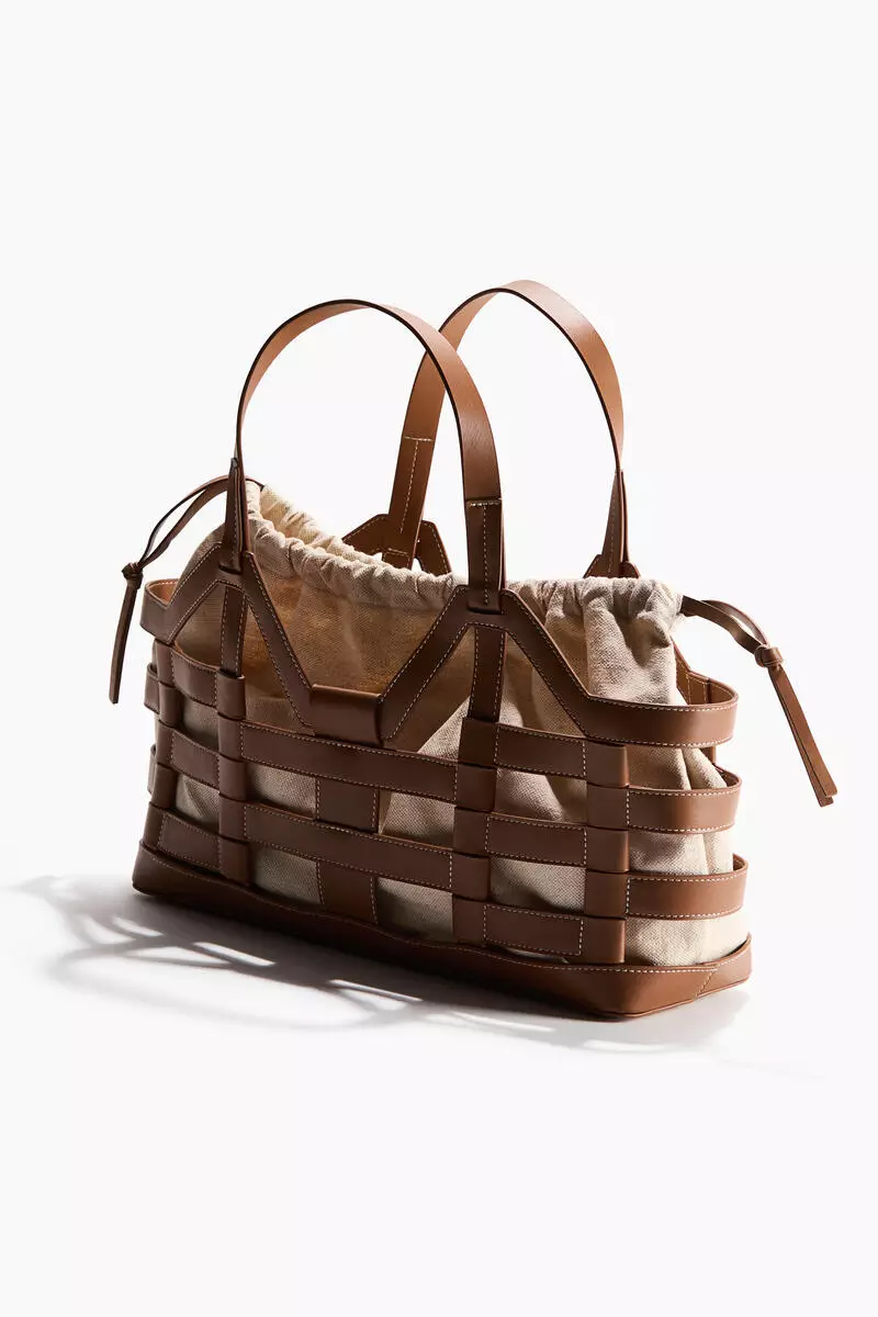 Large drawstring-detail tote bag