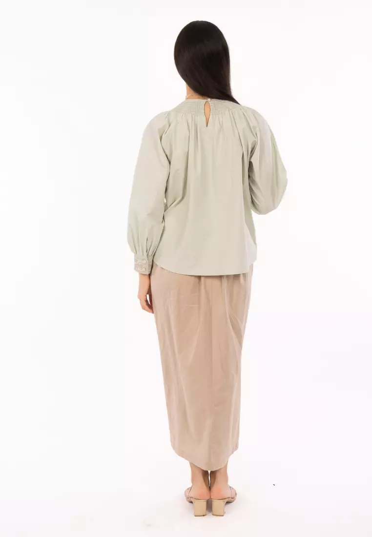 East India Company - Chelsea - Smocked Embroidered Boho Blouse