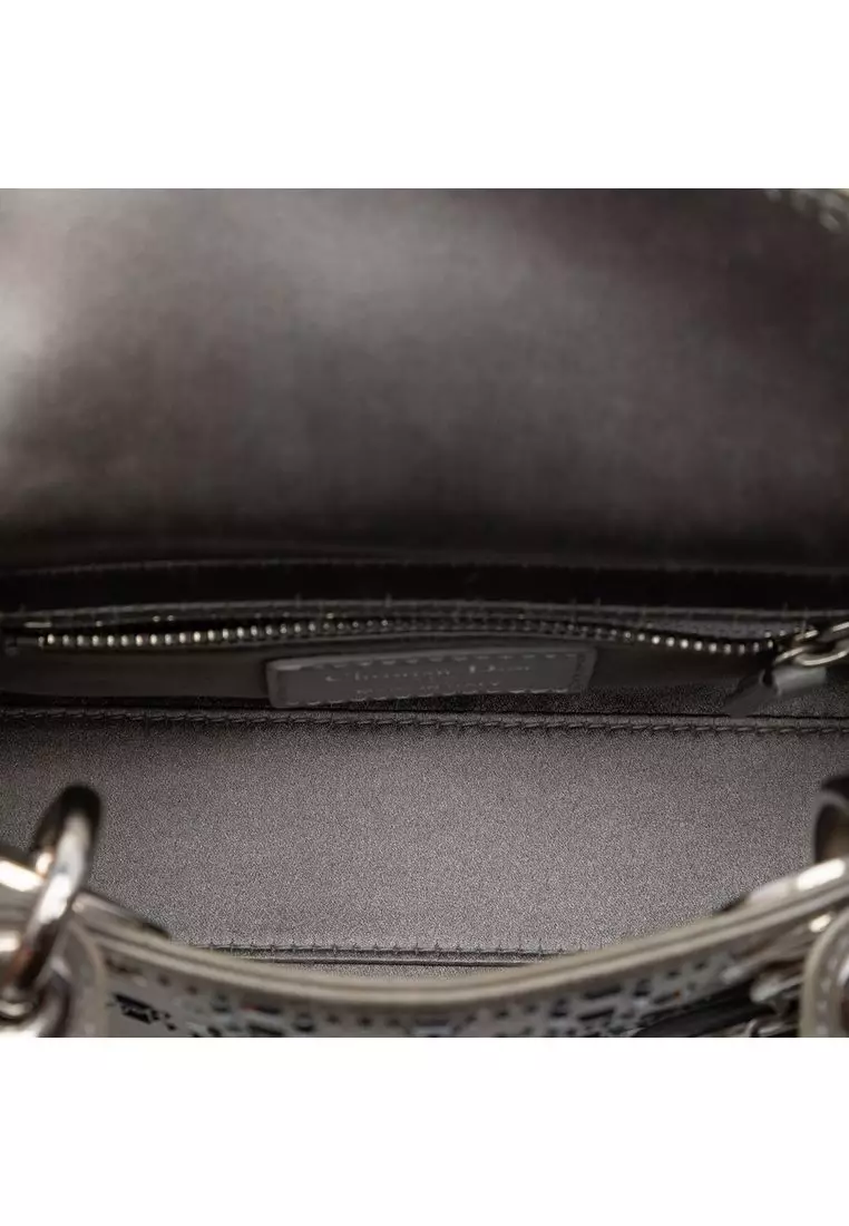 Pre-Loved Dior Mini Satin Cannage Crystal Embellished Lady Dior