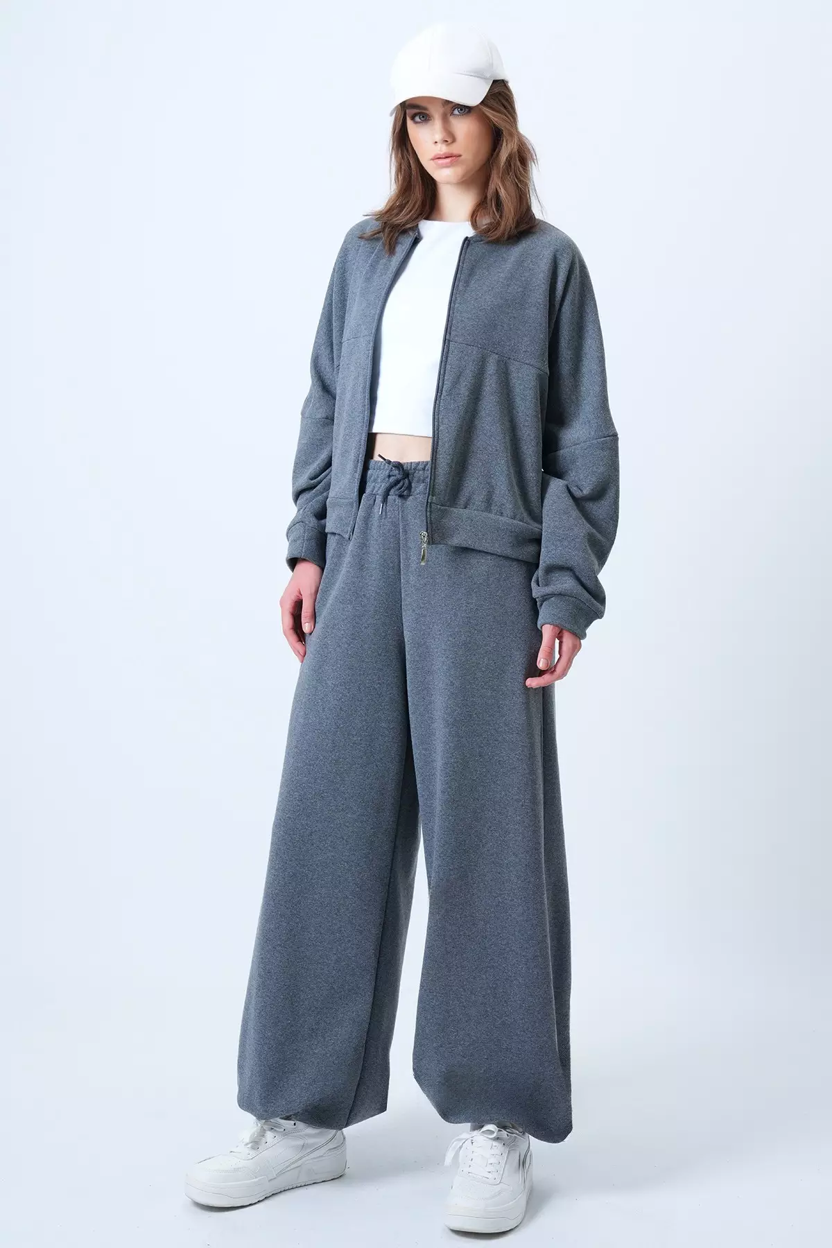 Women'S Anthracite Oversize Jogger Sweatpants Alc-X14610