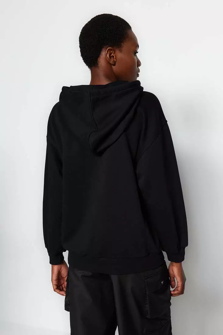 Trendyol Black Regular Hoodie and Knitted Sweatshirt 2024, Buy Trendyol  Online