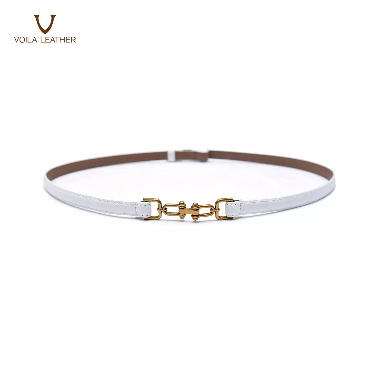 Office And Dress Genuine Leather Women’s Belt Voila Sofia White
