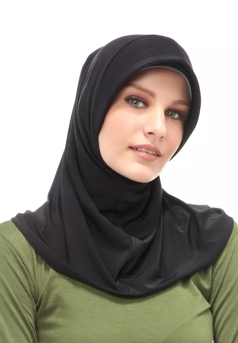 Layla Hijab Sport Instan Wanita Muslimah Relaxed Fit - Black