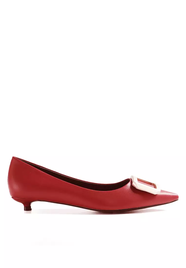 Discount on Twenty Eight Shoes  shoes - SKU: VANSA Square Buckle Kitten Heels  VSW-F66965