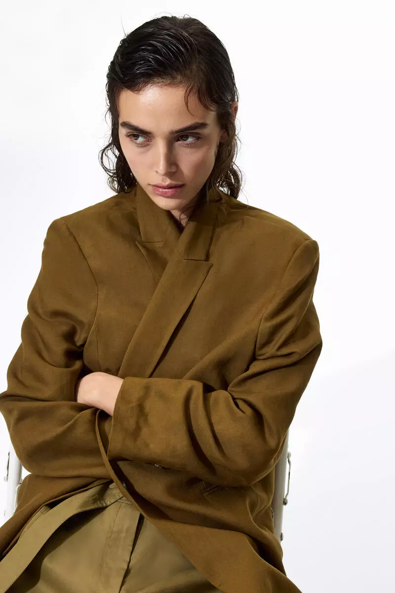 Linen-blend blazer