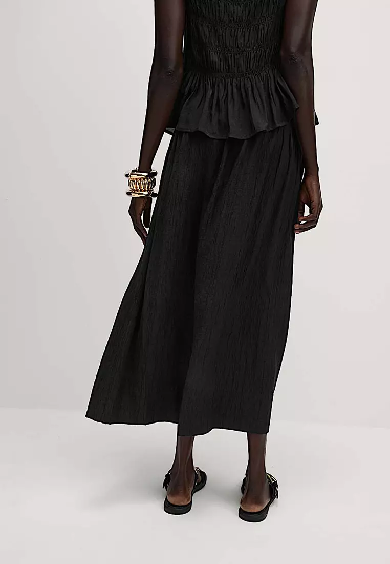 Crinkle Textured Midaxi Circle Skirt