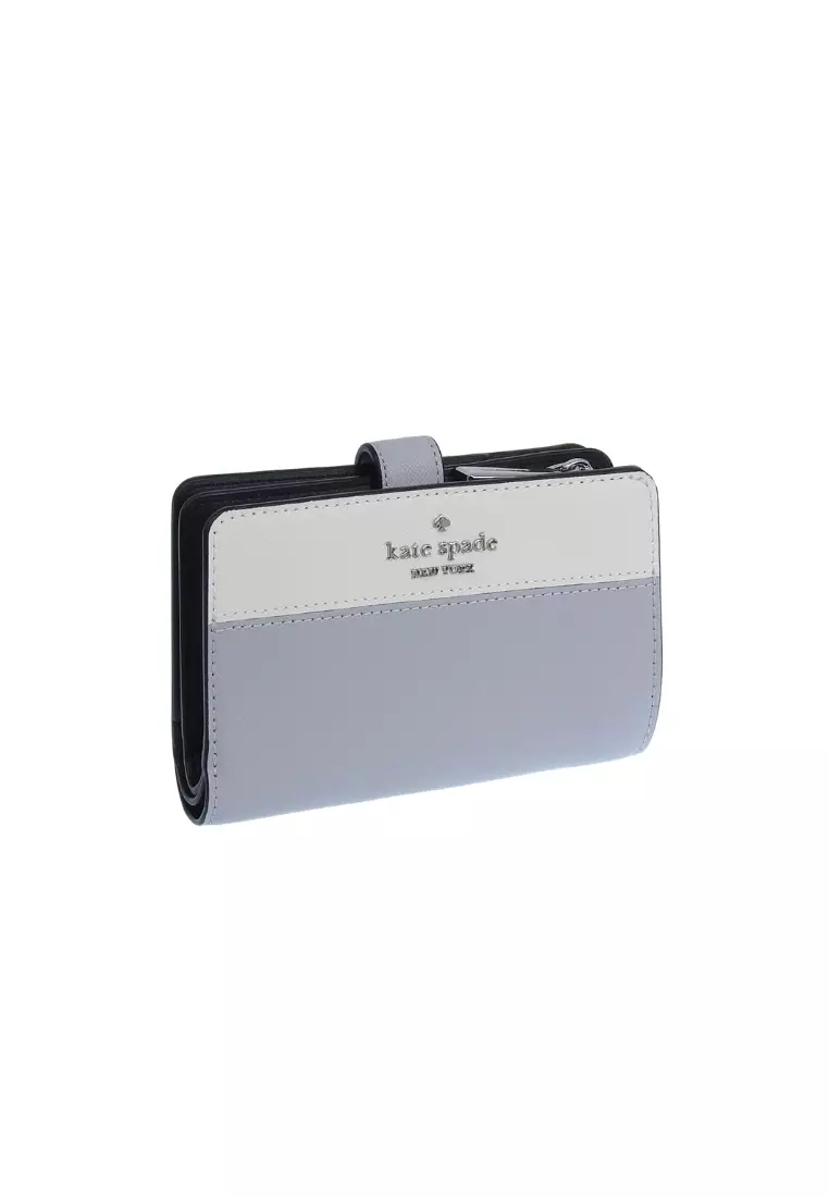 Kate Spade Madison Wallet Medium Compact Bifold In Platinum Grey KC511