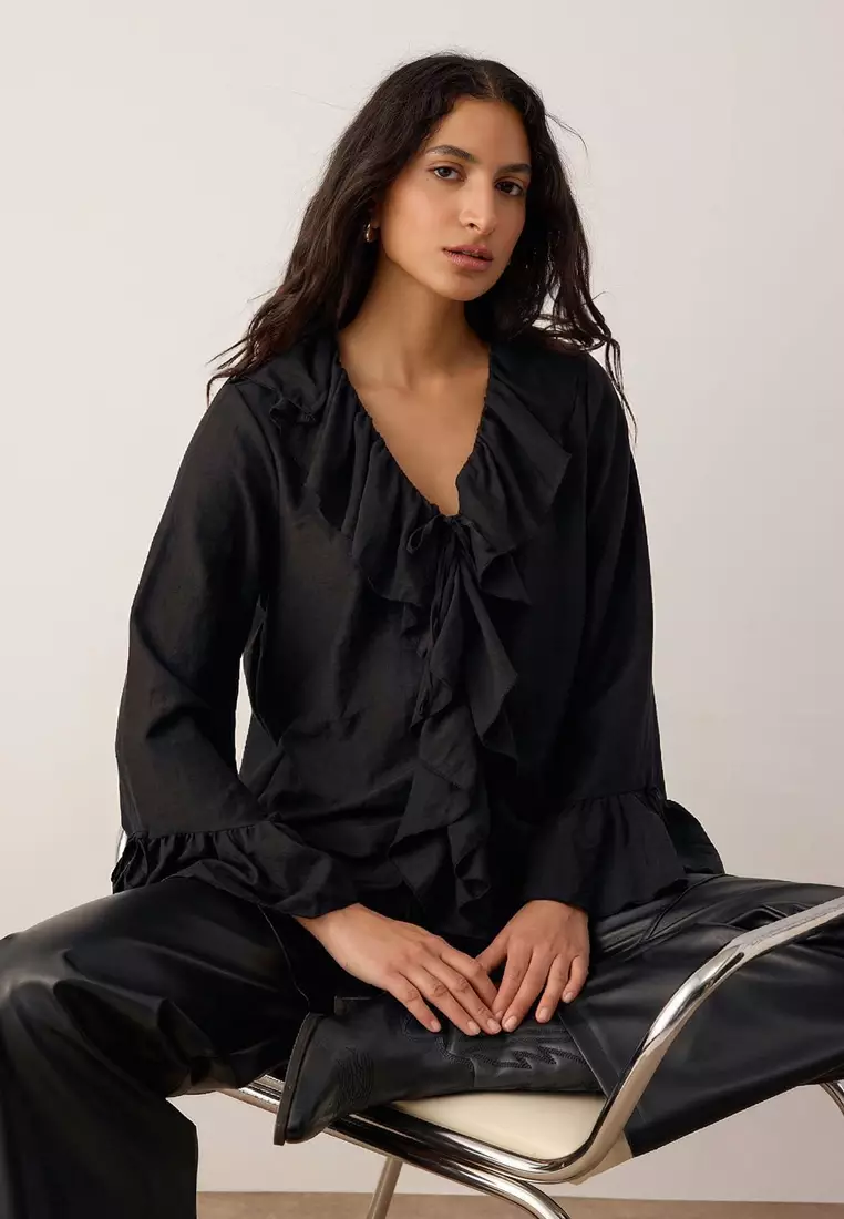 Ruffle Detailed Woven Blouse