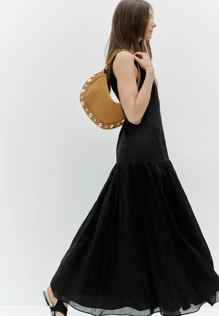 Stud Leather Shoulder Bag