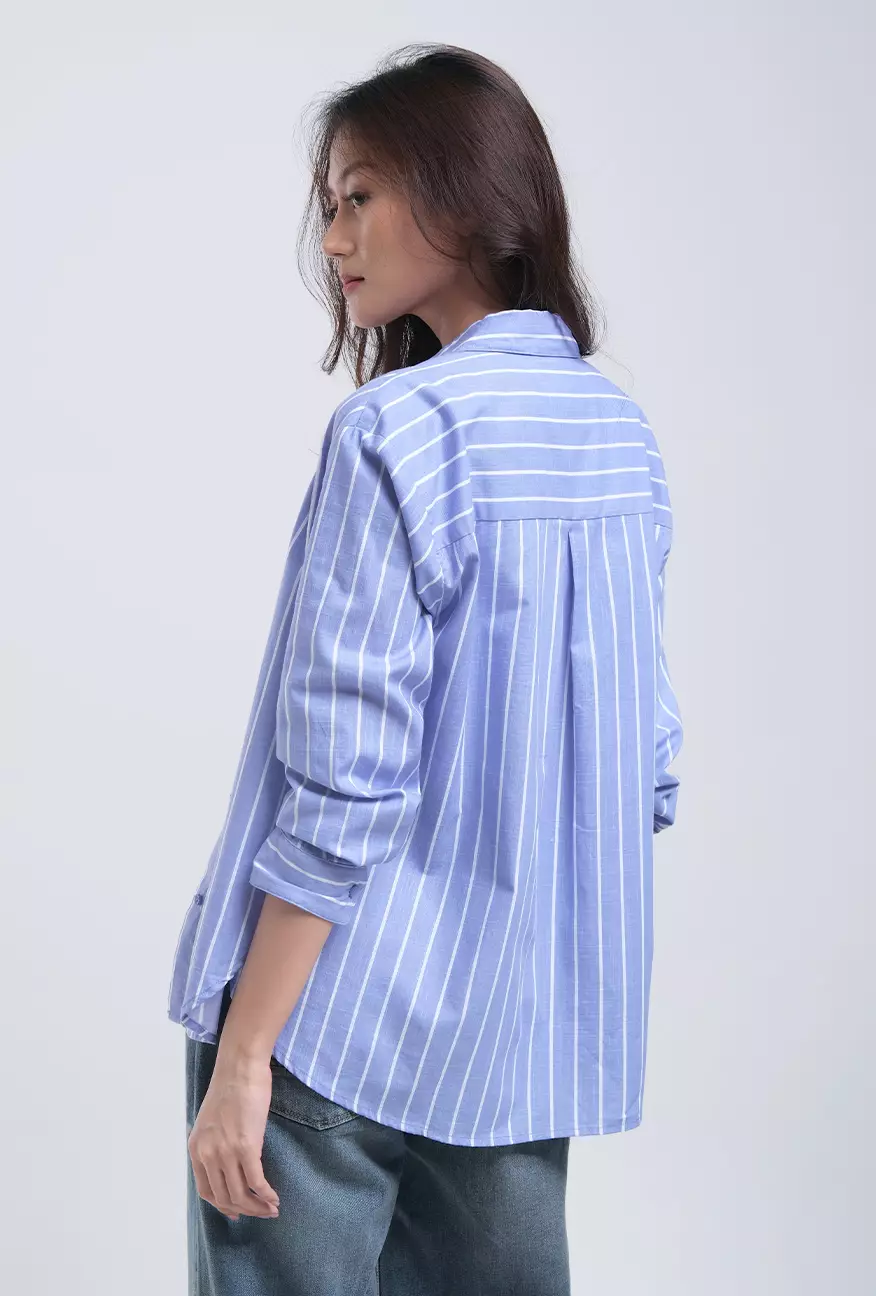 Kemeja Wanita Rhea Blue White