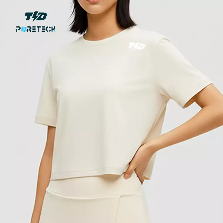 TDACTIVE Baju Kaos Padel Crop Top Butter Pastel PORETECH "butter crop tee" LSF01