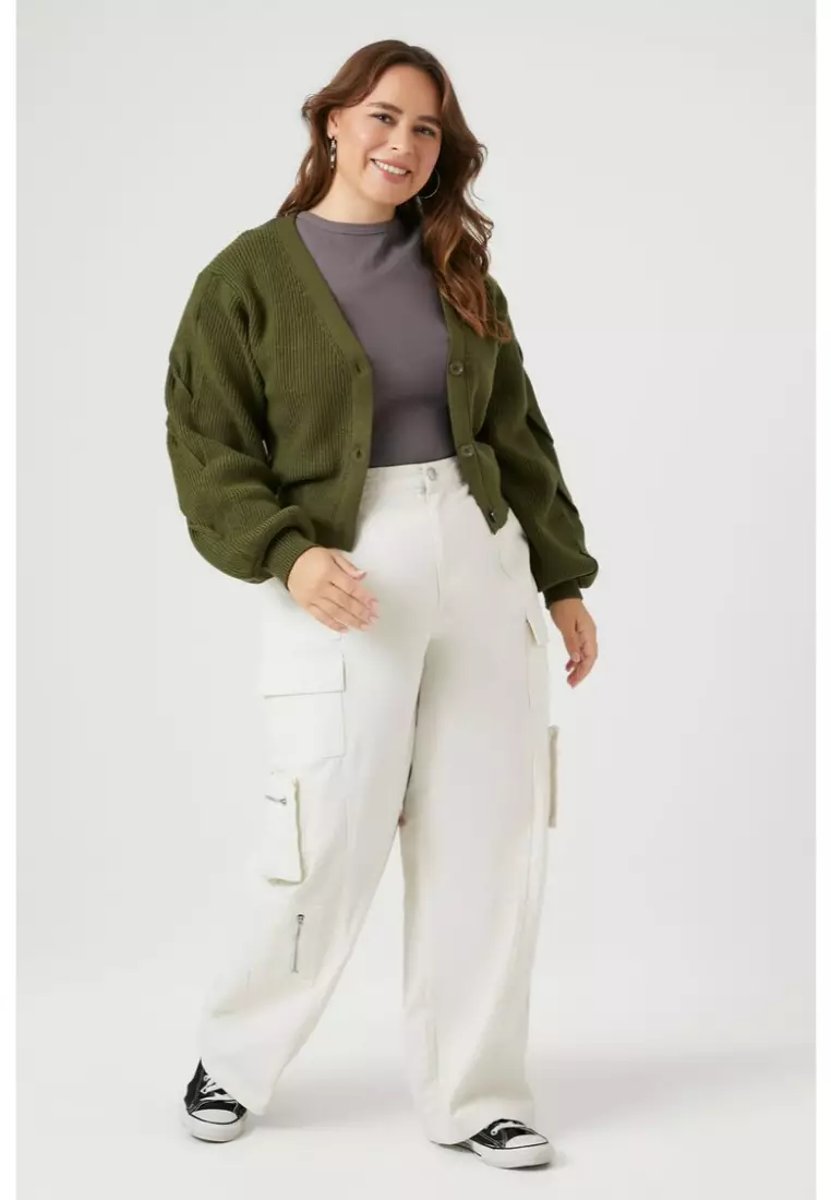Buy FOREVER 21 Plus Size Cropped Cardigan Sweater 2024 Online