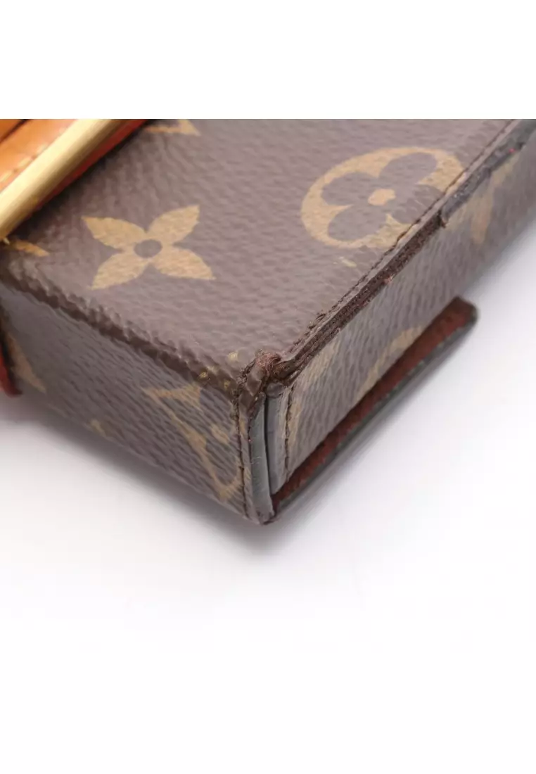 Pre-Loved Louis Vuitton box phone case monogram smartphone case PVC leather Brown