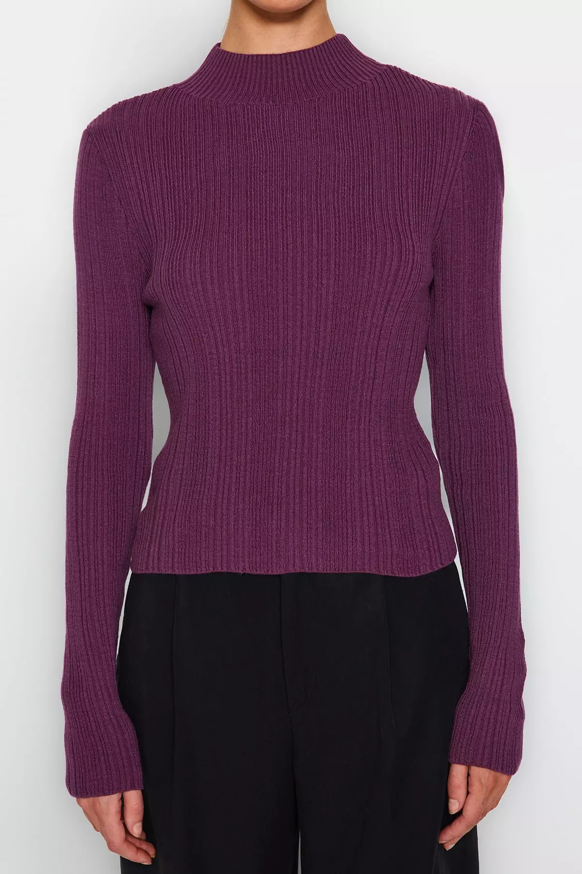 Stand-Up Collar Knit Sweater