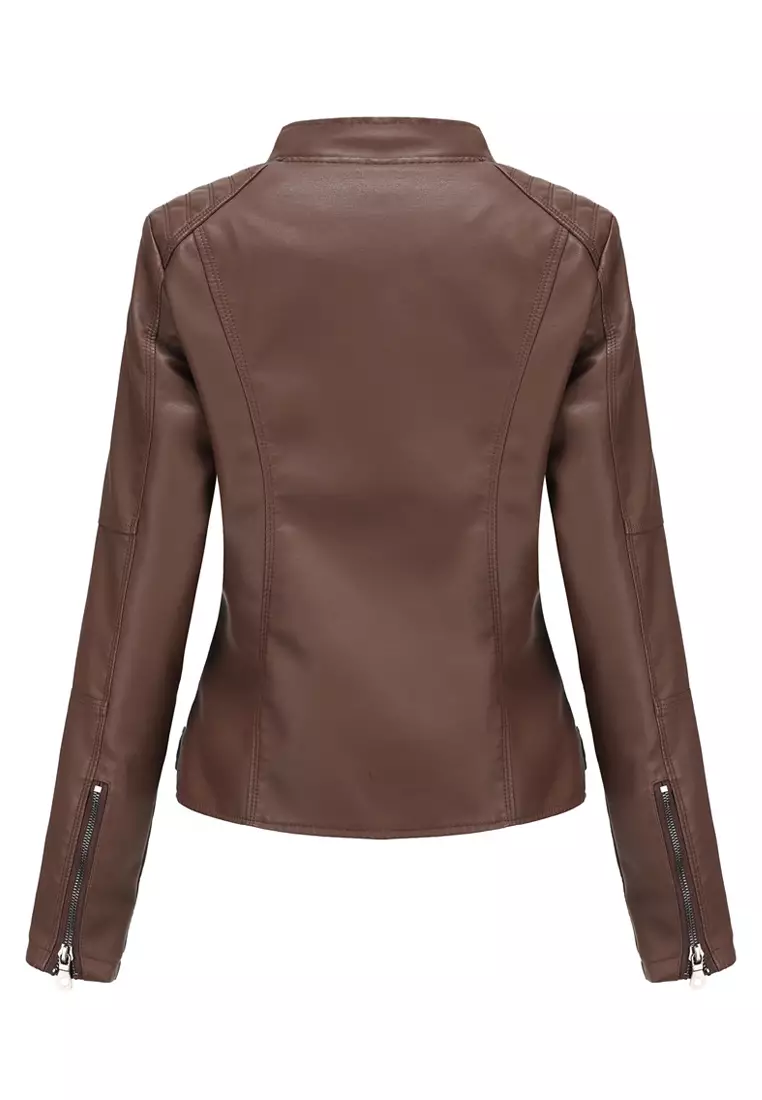 Slim Faux Leather Jacket AD-N767