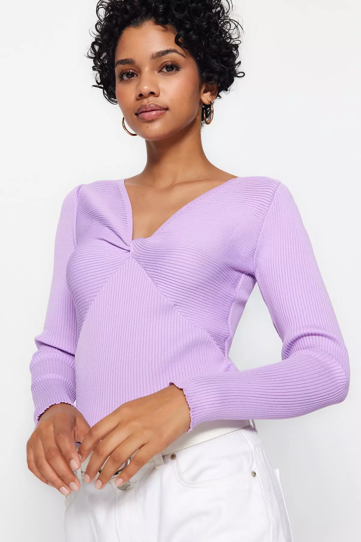 Purple v neck sweater women's online