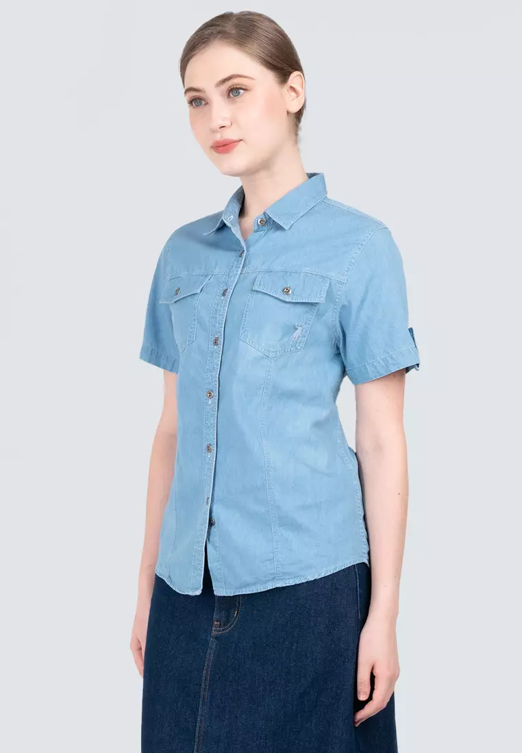 Polo Haus - Women’s Signature Fit Denim Short Sleeve Shirt WWSSV003