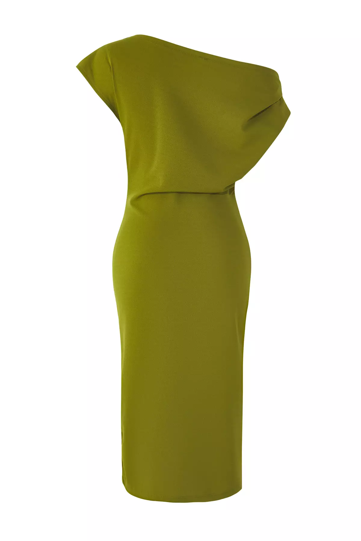 Oil Green Midi Knitted Dress Wit