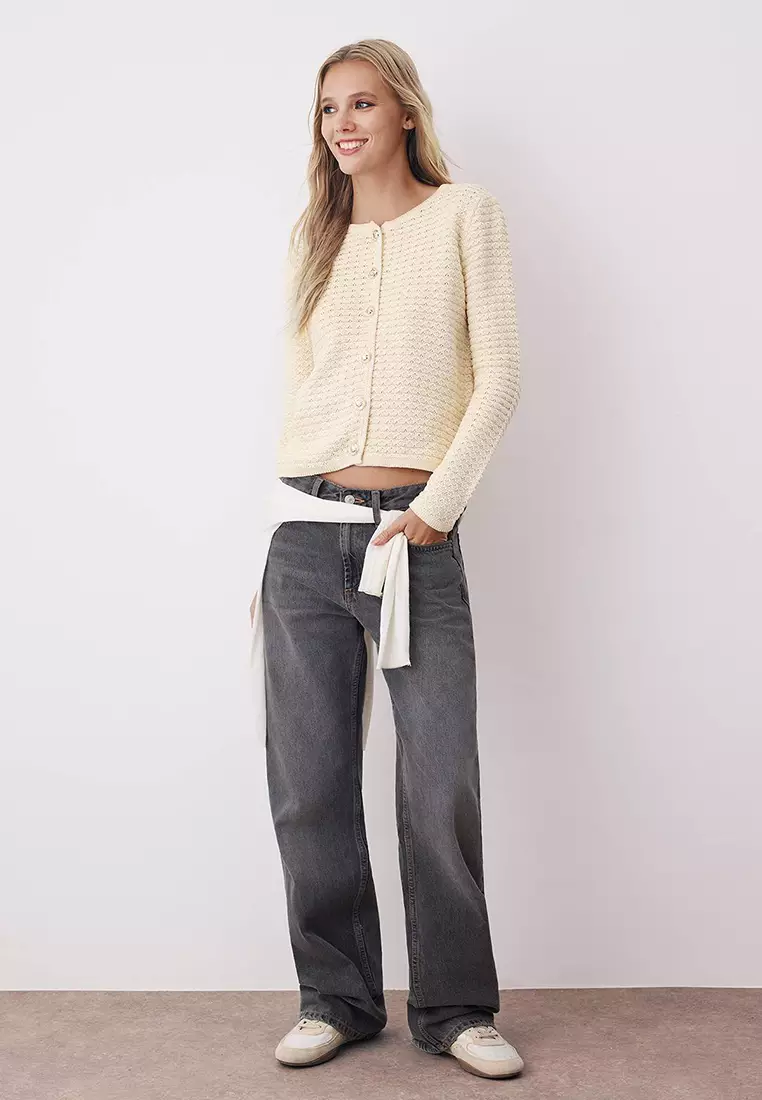Knit Crew Neck Cardigan