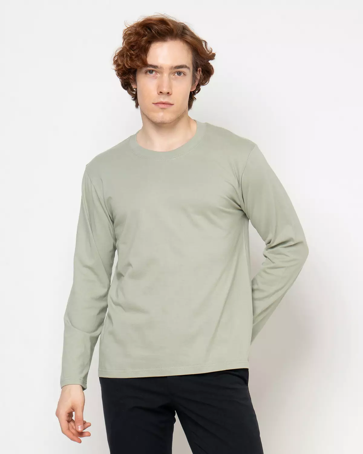 Country Fiesta Basic T-Shirt Long Bodysize Kaos Polos Heavyweight Ash Green - 01TSL00162