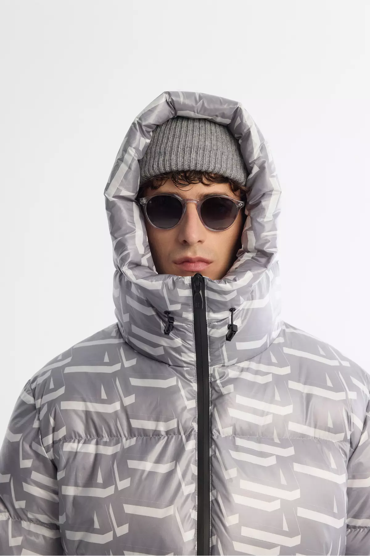 Men'S Gray Water Repellent Windproof -20 ° C Durable Goose Down Inflatable Ski Jacket A42Y6063
