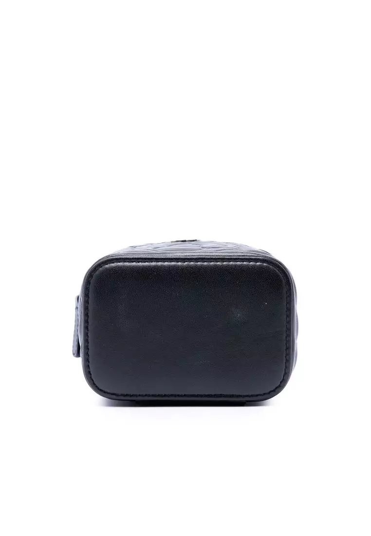 Pre-Loved Chanel Mini Camellia Embossed Lambskin Vanity Case With Chain