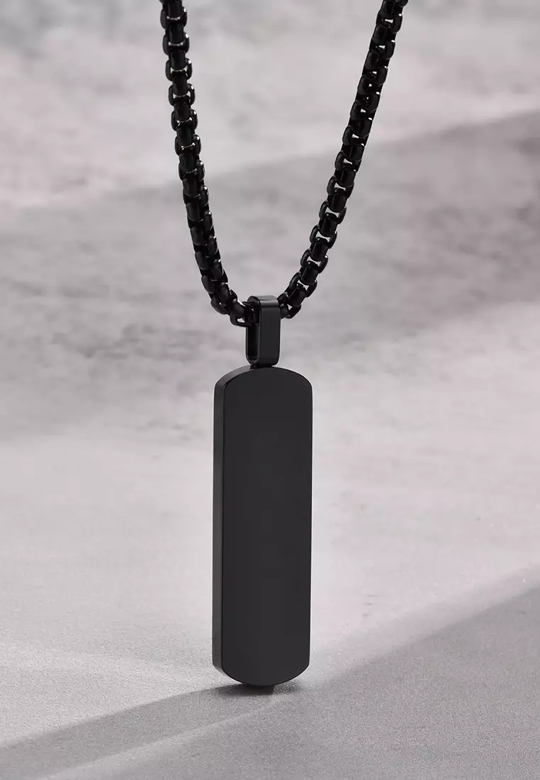 Titanium Steel Rectangular Bar Pendant Necklace JW QX-1874