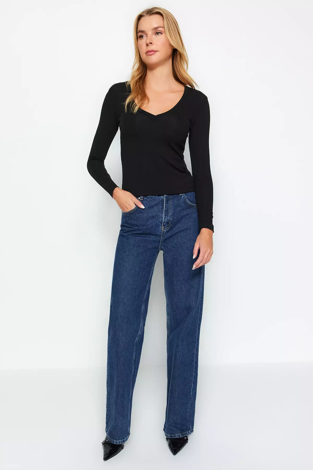 V-Neck Knitted Blouse