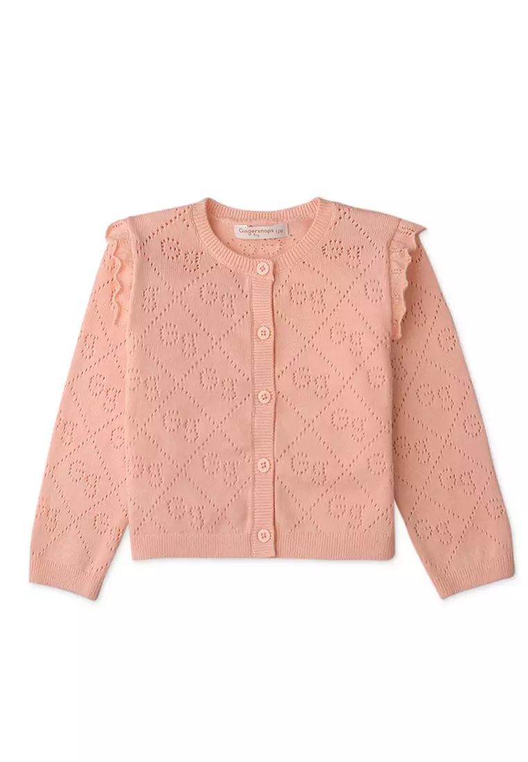 Baby Girls Gs Pointelle Cardi With Ruffles