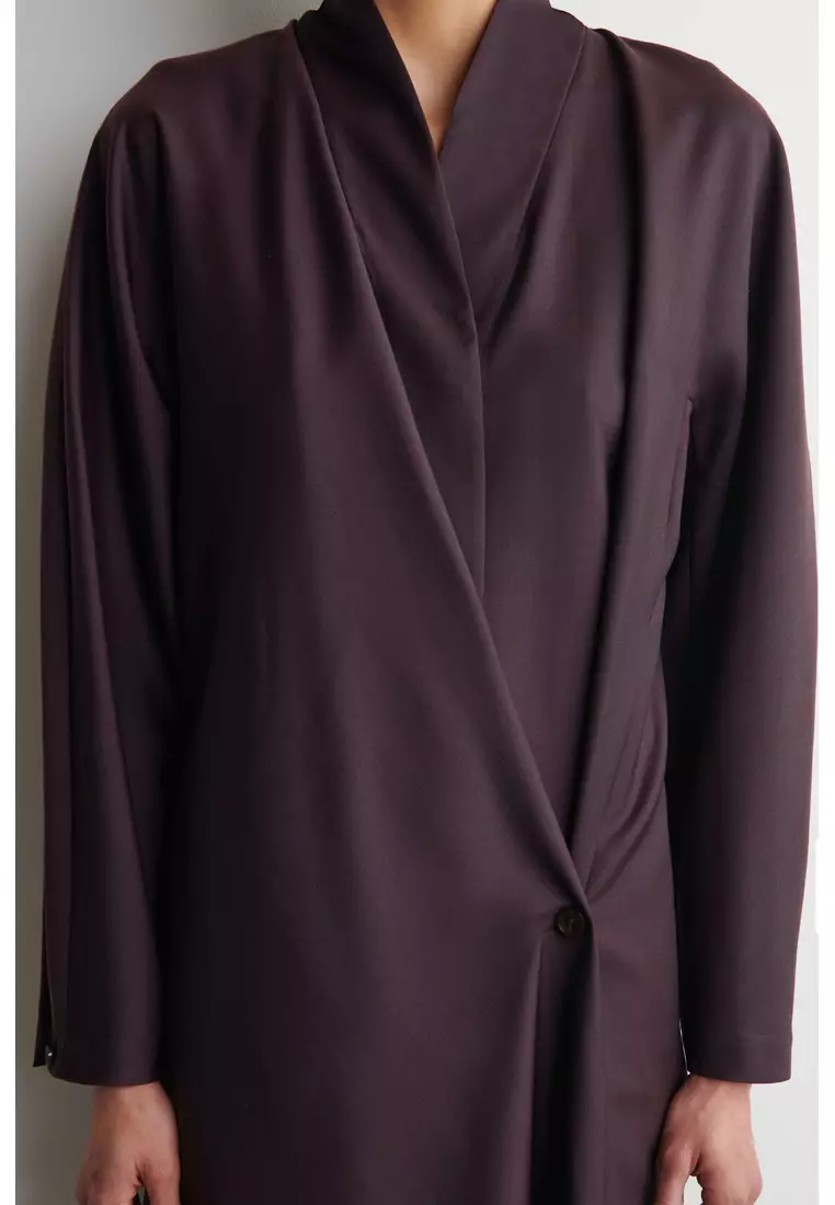 SHAWL-COLLAR WOOL WRAP DRESS