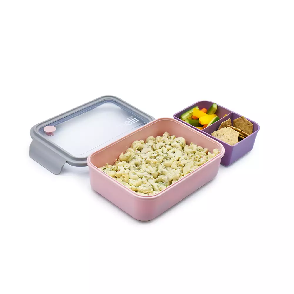 Melii Baby Bento Box with Removable Compartments - 1250 ml - Pink - tempat makan anak