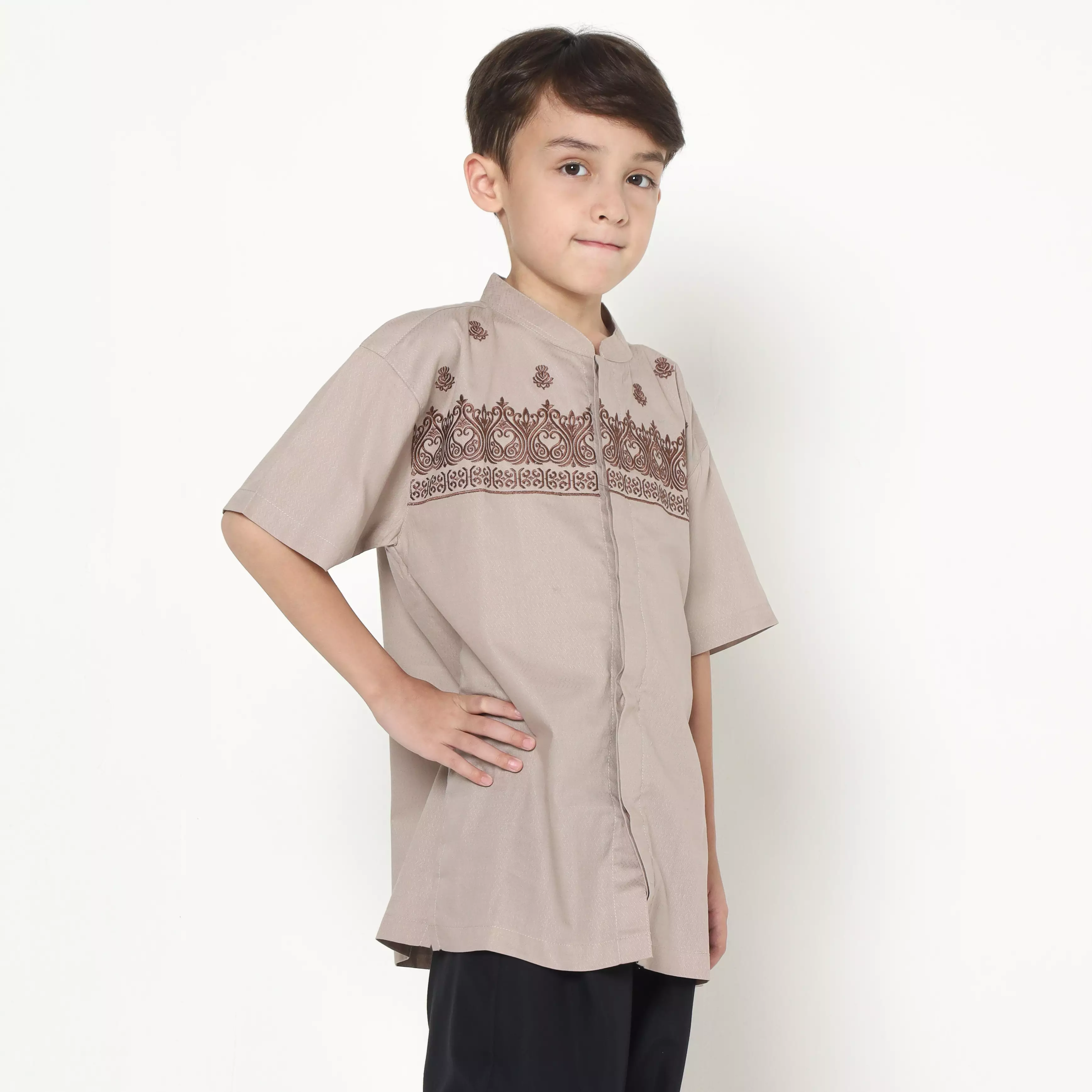 Baju Koko Set Anak Laki Bordir Hati Milo - AMAZING