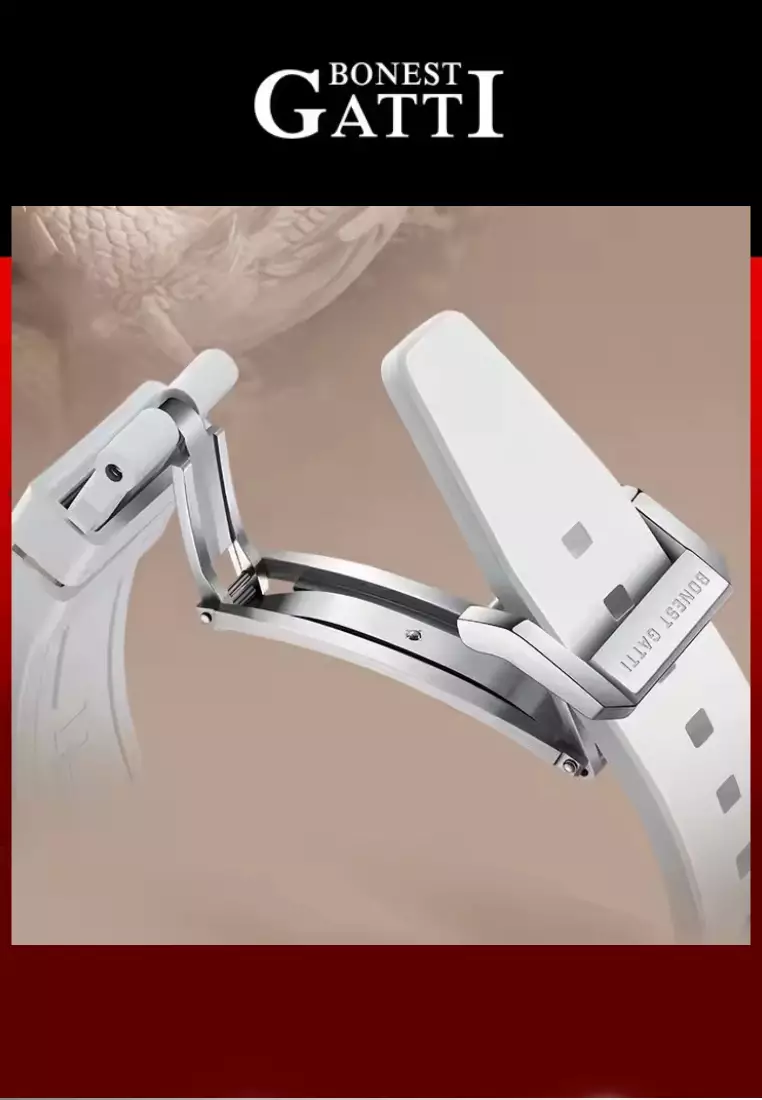 Automatic Unisex DRAGON Stainless Steel Watch, Rubber Strap